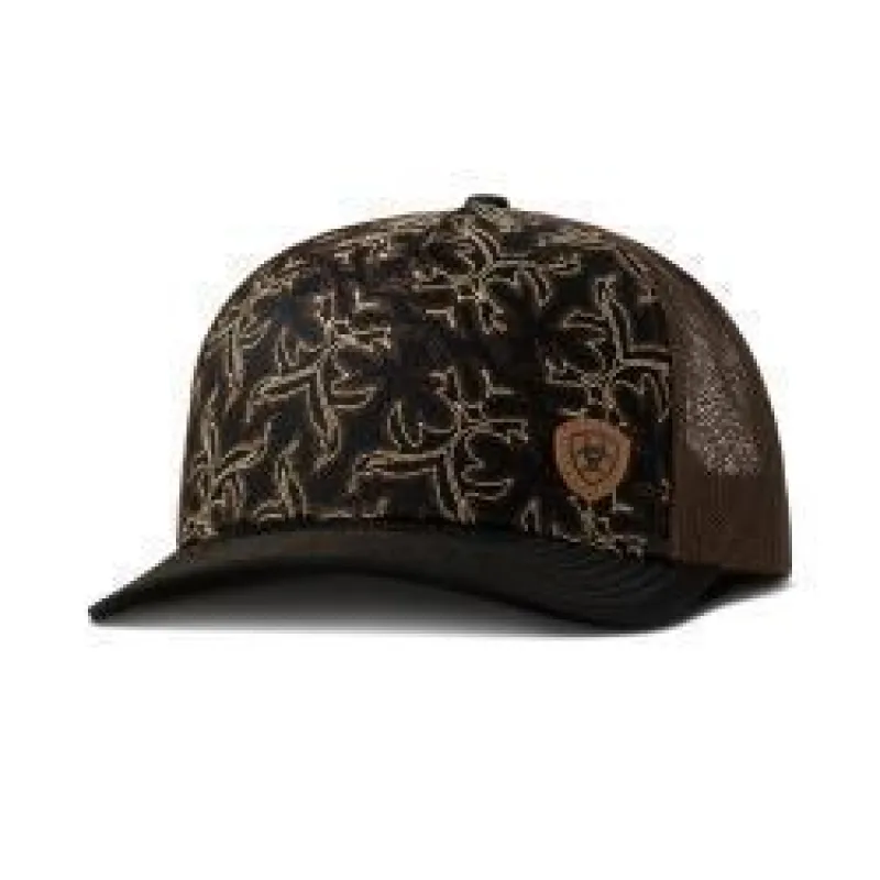 Ariat Womens Cap R112 SnapBack Stitched Panels Black Brown made by Bridle Path Tack Shop