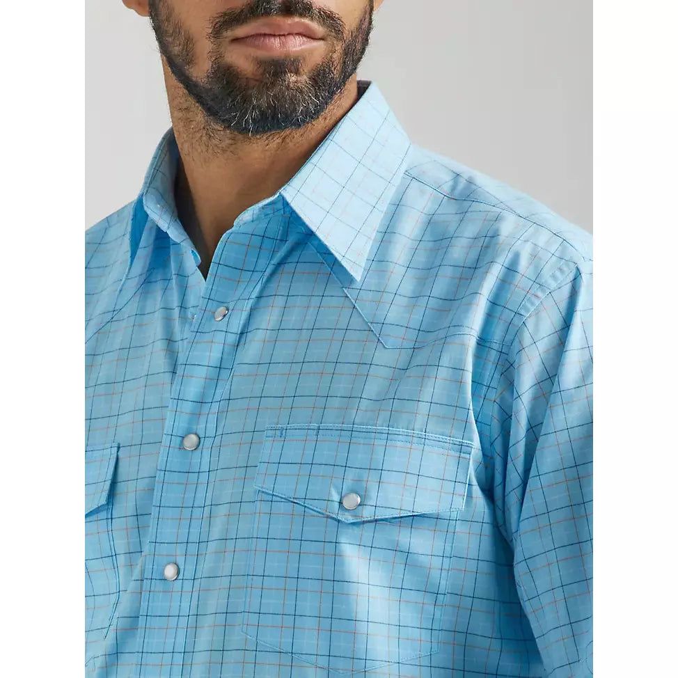 WRANGLER MENS WRINKLE RESIST SNAP SHIRT - BABY BLUE sold by Bridle Path Tack Shop product image thumbnail 3