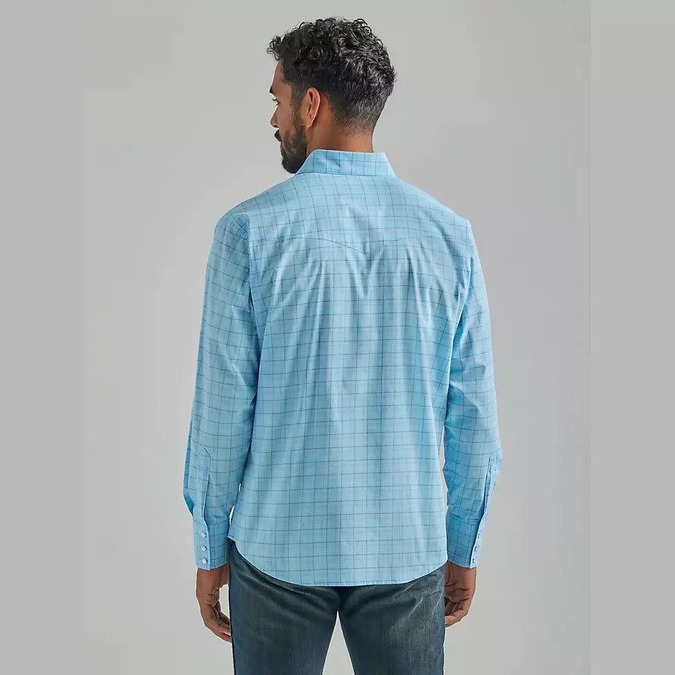 WRANGLER MENS WRINKLE RESIST SNAP SHIRT - BABY BLUE sold by Bridle Path Tack Shop product image thumbnail 2