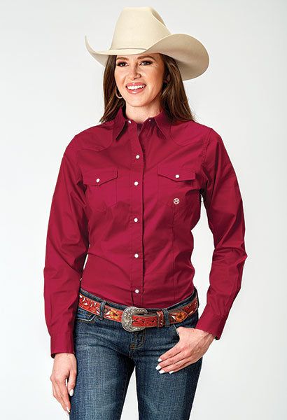 ROPER WOMENS RED SNAP WESTERN SHIRT sold by Bridle Path Tack Shop