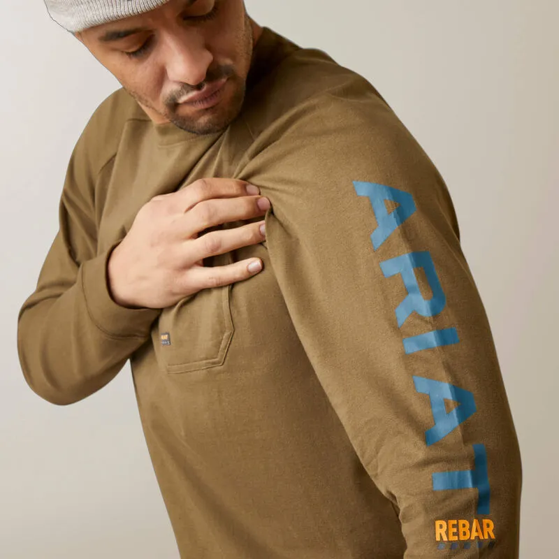 ARIAT MENS REBAR COTTON STRONG GRAPHIC T-SHIRT - BEECH/INDIAN TEAL sold by Bridle Path Tack Shop