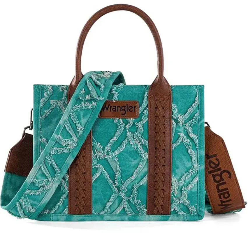 WRANGLER FRAYED FRINGE CANVAS TOTE CROSSBODY PURSE sold by Bridle Path Tack Shop