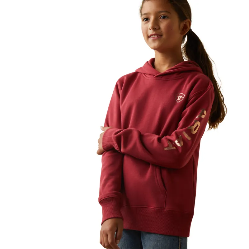 ARIAT GIRLS REAL ARM LOGO HOODIE - EARTH RED sold by Bridle Path Tack Shop