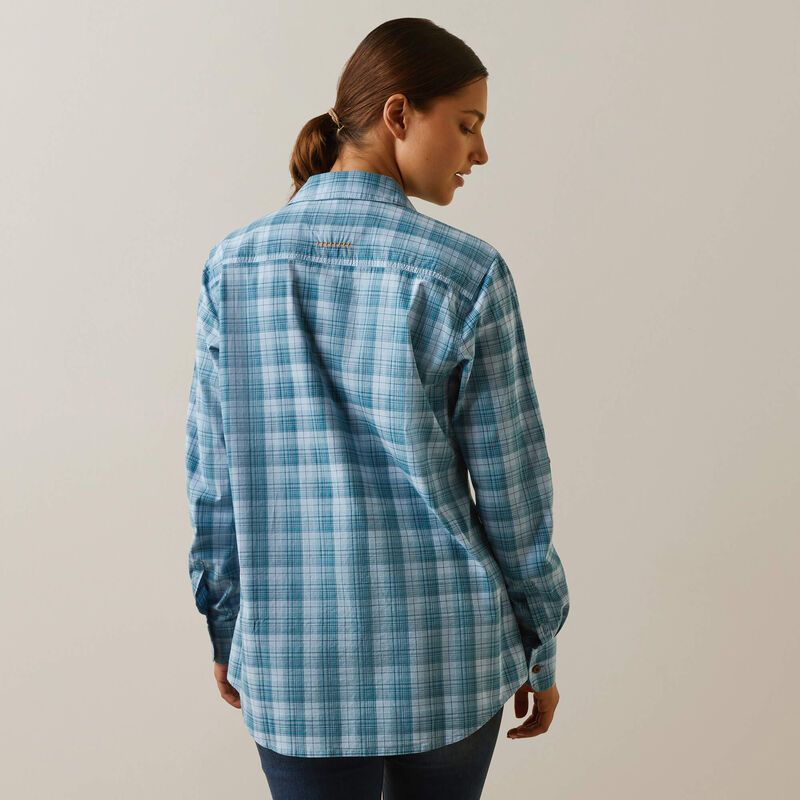 ARIAT WOMENS REBAR TOUGH DURASTRETCH WORK SHIRT- SKY PLAID sold by Bridle Path Tack Shop product image thumbnail 4