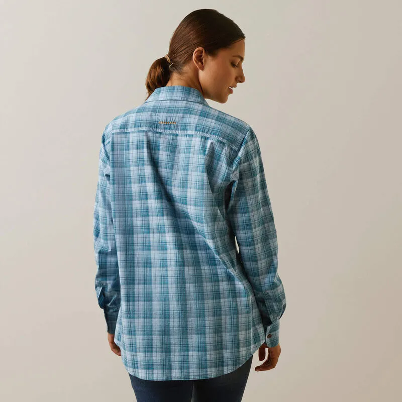 ARIAT WOMENS REBAR TOUGH DURASTRETCH WORK SHIRT- SKY PLAID sold by Bridle Path Tack Shop product image thumbnail 4