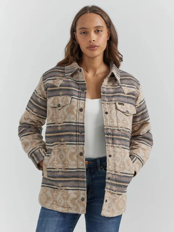 WRANGLER WOMENS SOUTHWESTERN PRINT SHACKET - DOE STRIPE made by Wrangler