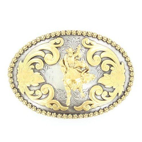 OVAL BUCKLE WITH BULL RIDER sold by Bridle Path Tack Shop