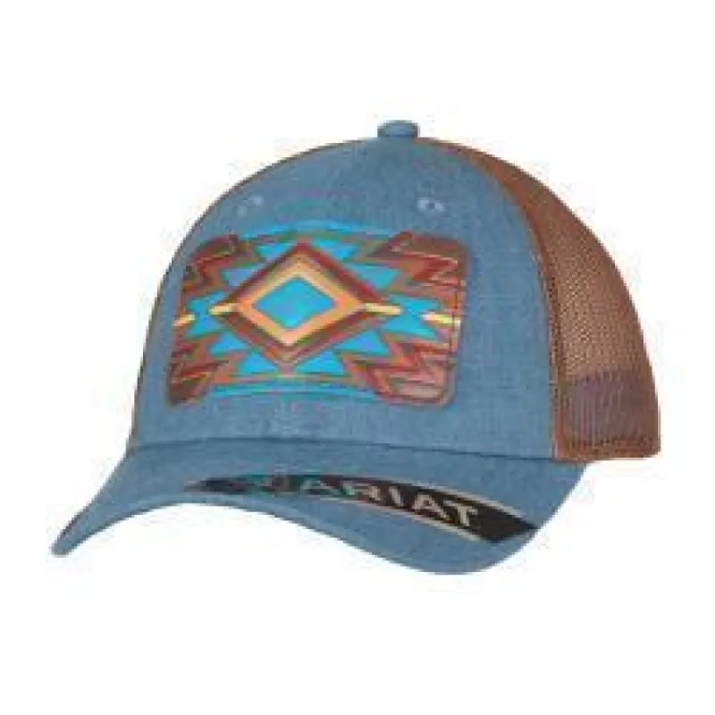 ARIAT WOMENS LEATHER PATCH DENIM BALL CAP sold by Bridle Path Tack Shop