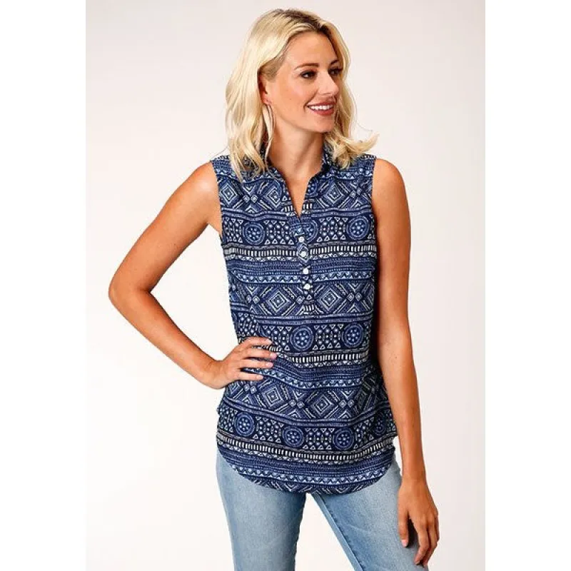 ROPER WOMENS SLEEVELESS TRIBAL PRINT SHIRT sold by Bridle Path Tack Shop