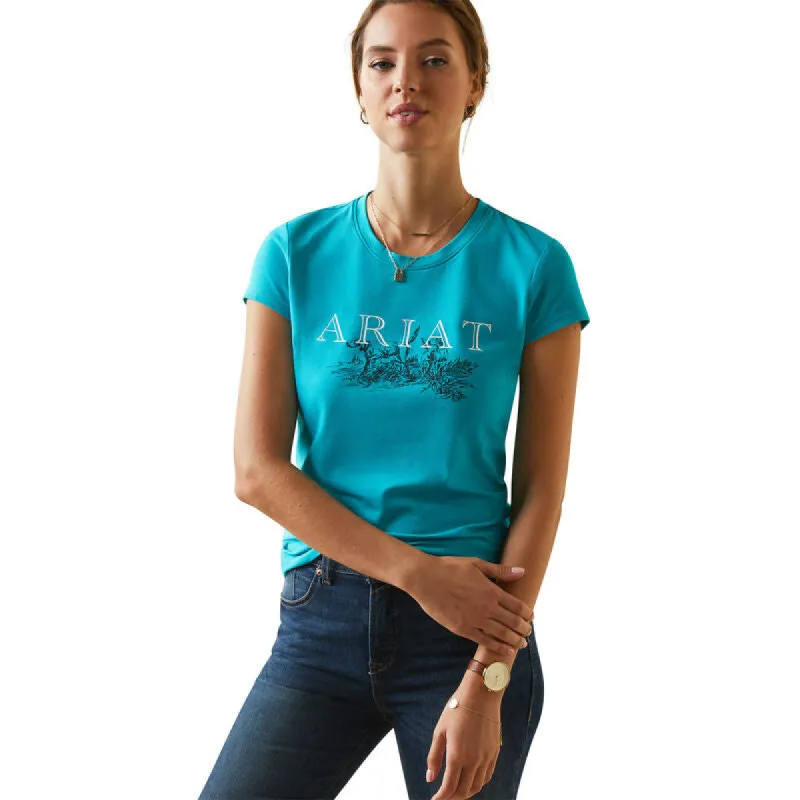 ARIAT WOMENS TOILE DOGS TEE SHIRT - VIRIDIAN GREEN sold by Bridle Path Tack Shop