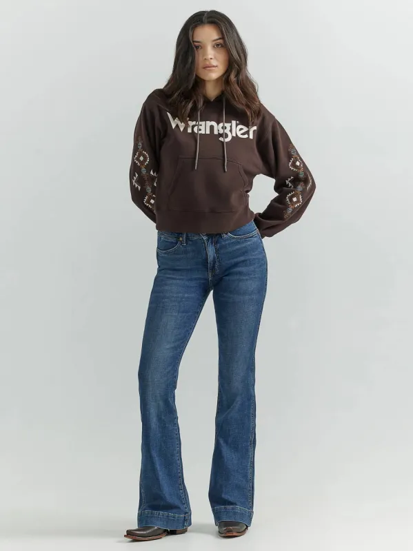 WRANGLER WOMENS RETRO PUNCHY HOODIE - DARK BROWN sold by Bridle Path Tack Shop