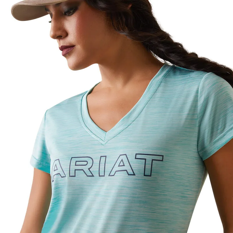 ARIAT WOMENS LAGUNA LOGO TOP - POOL BLUE sold by Bridle Path Tack Shop product image thumbnail 2