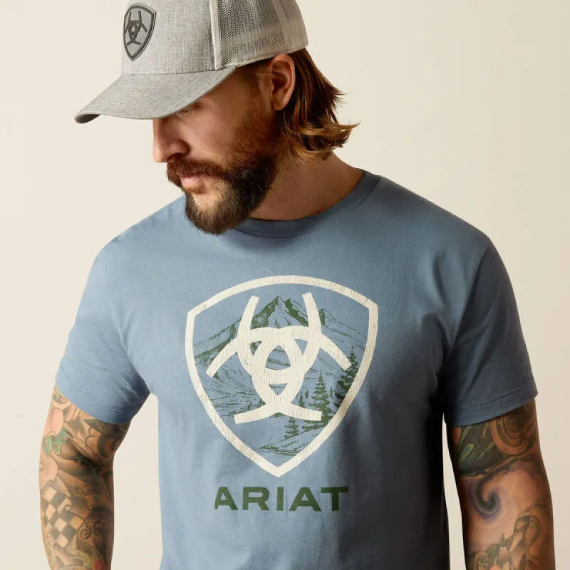 ARIAT MENS ROCKY PEAK TEE SHIRT - LIGHT DENIM sold by Bridle Path Tack Shop