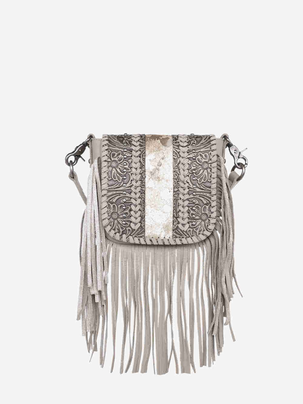 MONTANA WEST FLORAL TOOLED FRINGE CROSSBODY BAG sold by Bridle Path Tack Shop