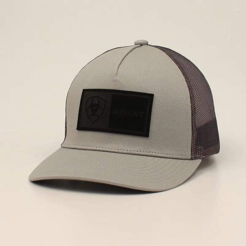ARIAT MENS SNAP BACK RETANGLE PATCH LOGO GREY BALL CAP sold by Bridle Path Tack Shop