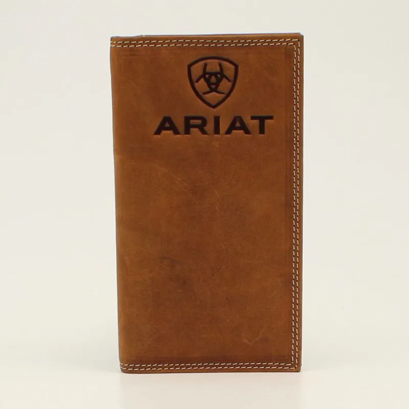 ARIAT MENS RODEO WALLET EMBOSSED LOGO MEDIUM BROWN sold by Bridle Path Tack Shop