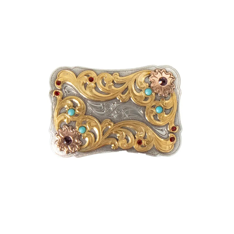 BLAZIN ROXX RECTANGLE BUCKLE STONE ACCENTS MULTICOLOR BUCKLE sold by Bridle Path Tack Shop