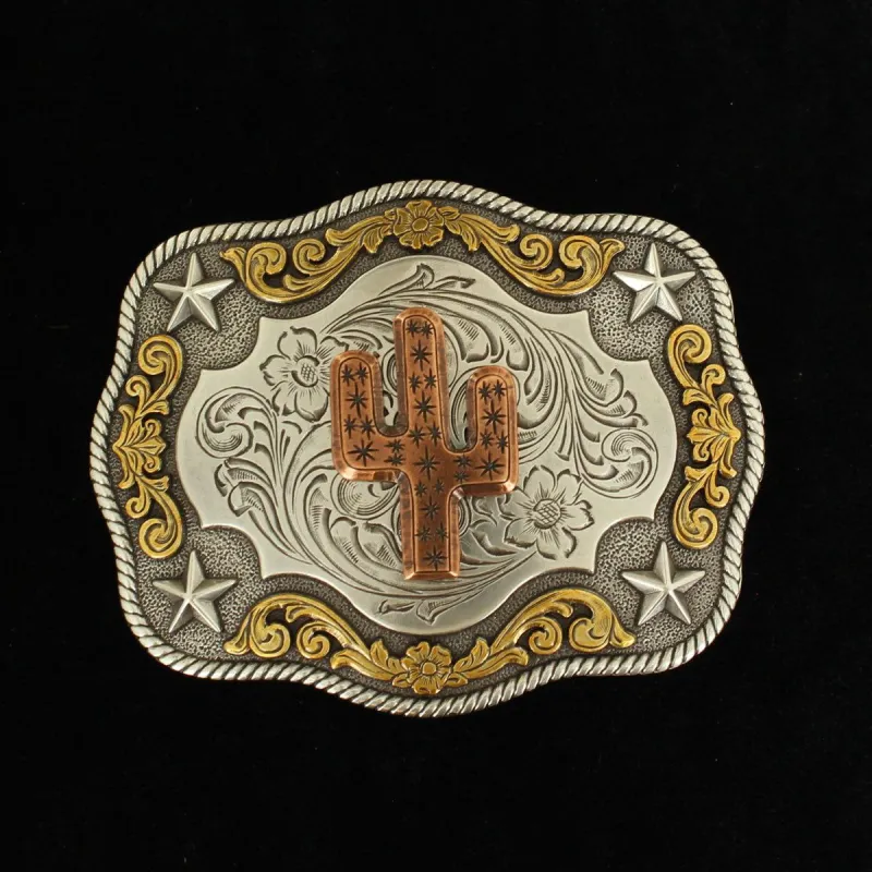 NOCONA RECTANGLE ROPE EDGE COPPER CACTUS BUCKLE sold by Bridle Path Tack Shop
