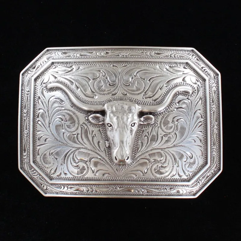 ARIAT RECTANGLE LONGHORN BUCKLE sold by Bridle Path Tack Shop
