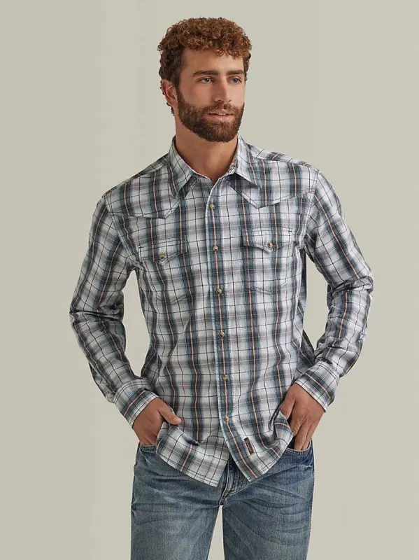WRANGLER MENS RETRO PREMIUM SNAP SHIRT - STORMY GREY sold by Bridle Path Tack Shop