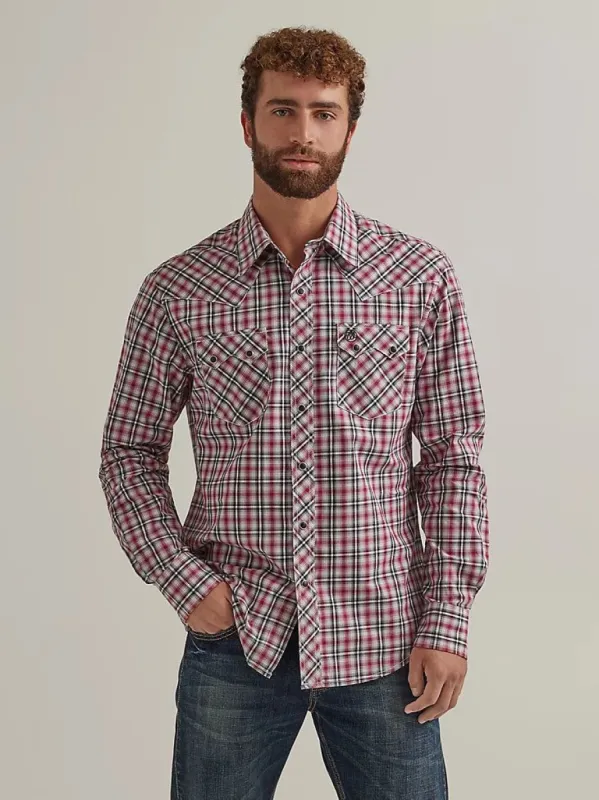 WRANGLER MENS SAWTOOTH SNAP POCKET SHIRT - RED BLUR sold by Bridle Path Tack Shop