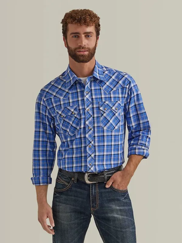 WRANGLER MENS RETRO SAWTOOTH SNAP POCKET SHIRT - BLUE VIBES sold by Bridle Path Tack Shop