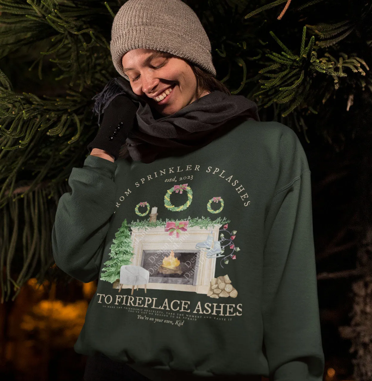 YOYOK Inspired Christmas Fireplace Crewneck sold by DaisyDustLand product image thumbnail 2