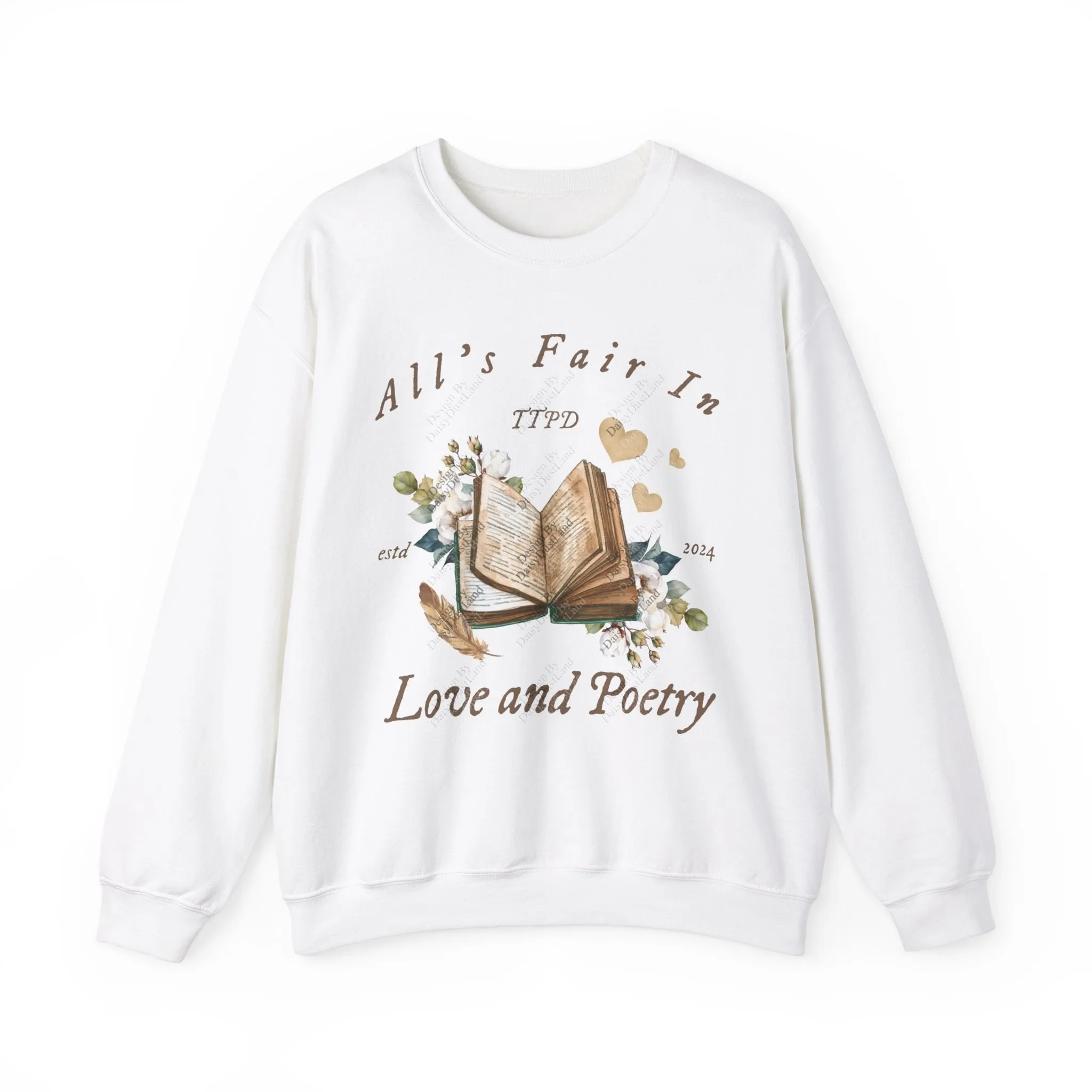 All's Fair In Love And Poetry Vintage Floral Book Sweatshirt sold by DaisyDustLand product image thumbnail 2