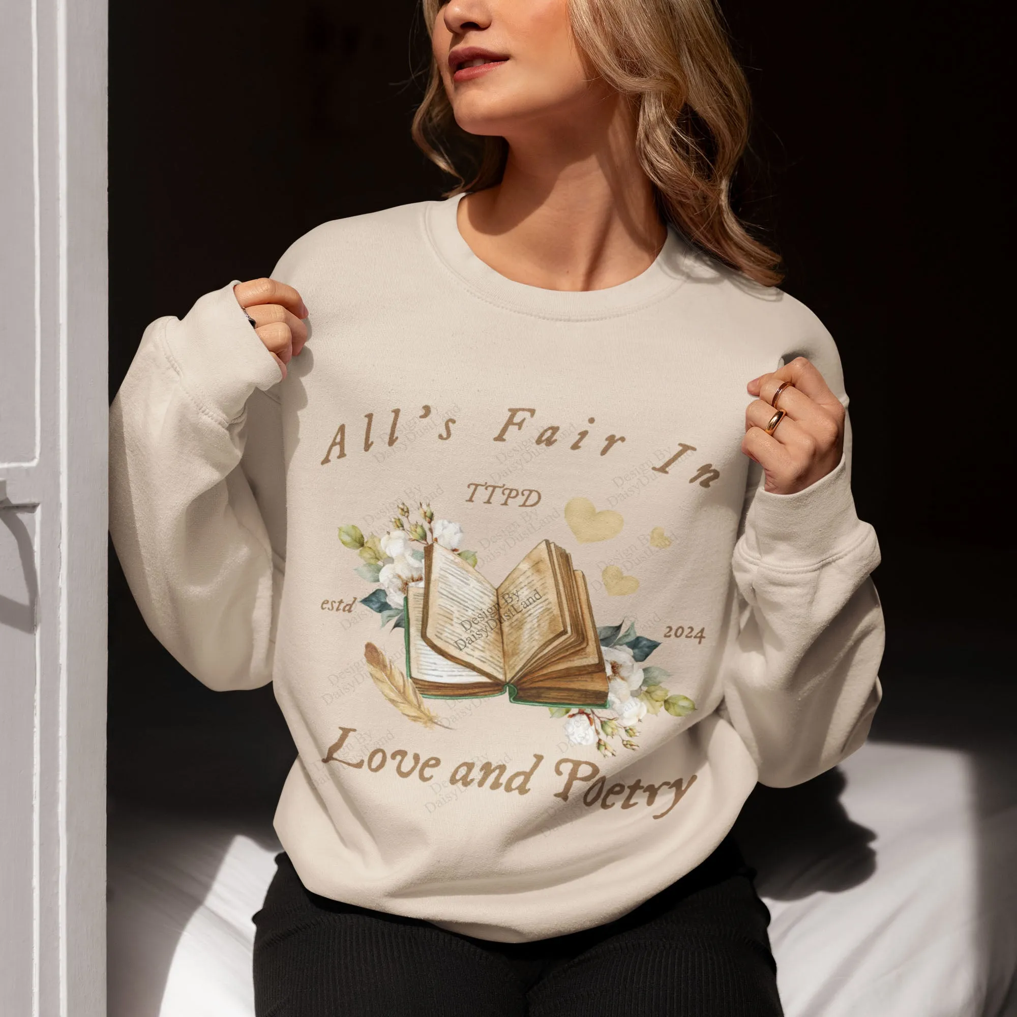 All's Fair In Love And Poetry Vintage Floral Book Sweatshirt sold by DaisyDustLand