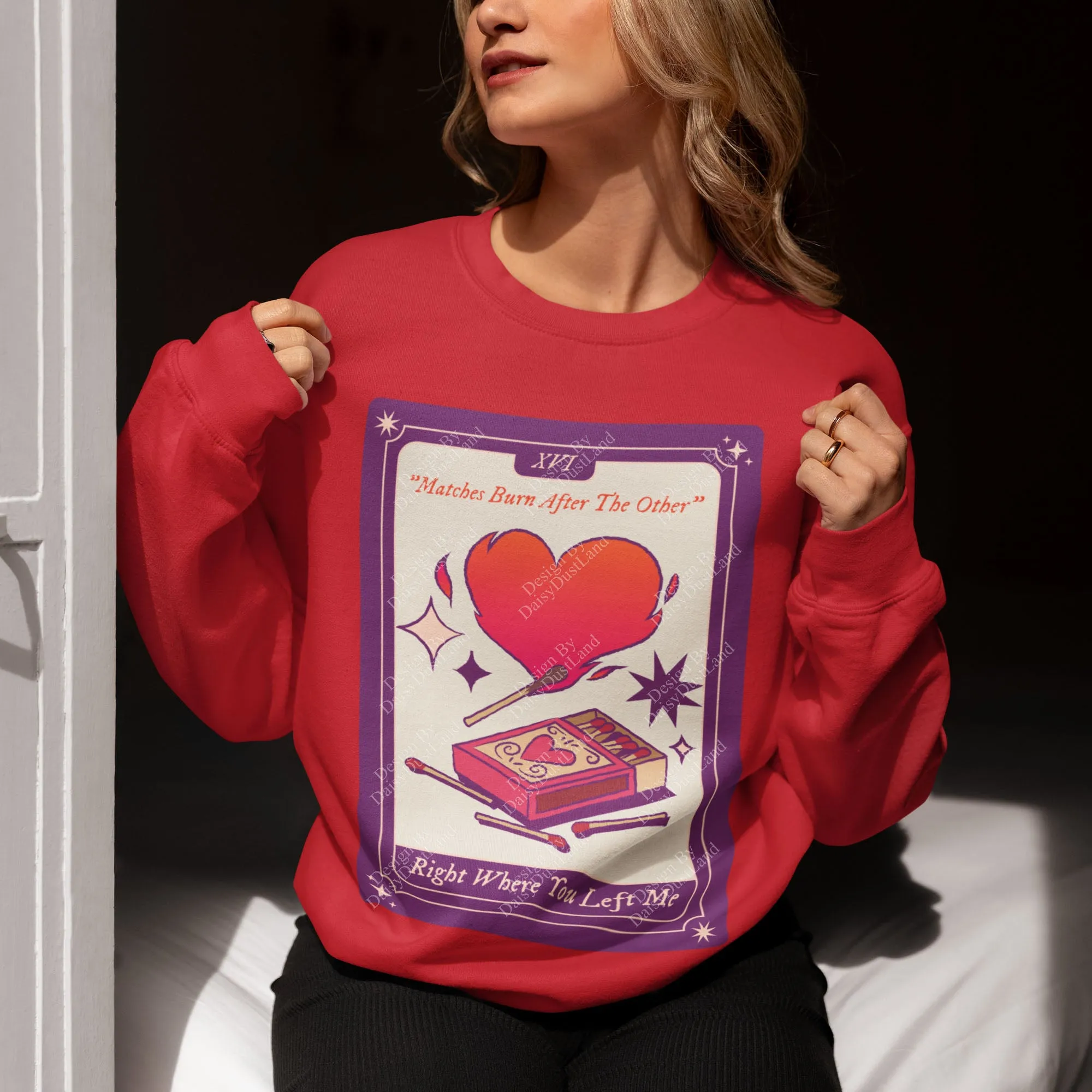 Matches Burn After The Other Tarot Card Valentine's Day Themed Sweatshirt sold by DaisyDustLand