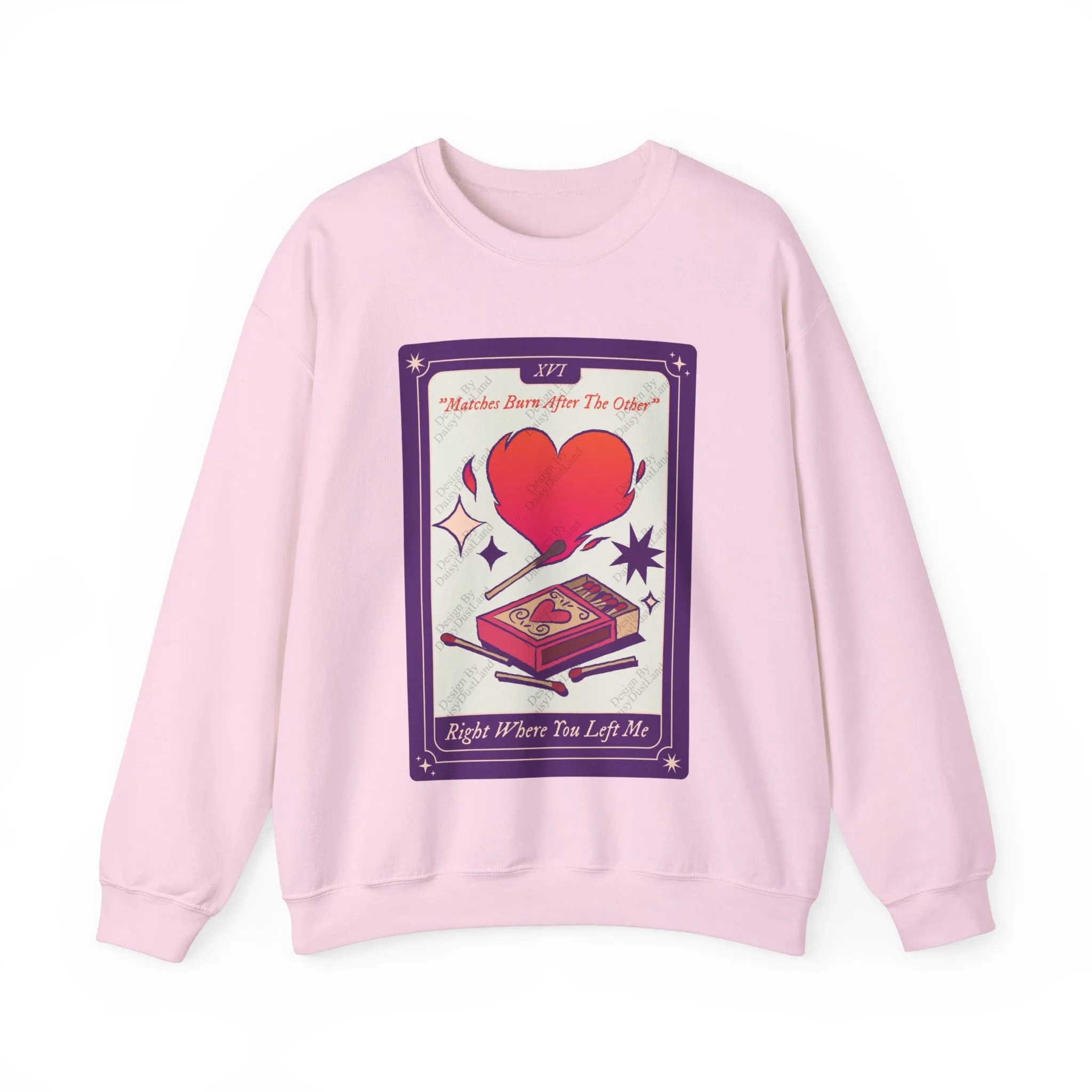 Matches Burn After The Other Tarot Card Valentine's Day Themed Sweatshirt sold by DaisyDustLand product image thumbnail 4