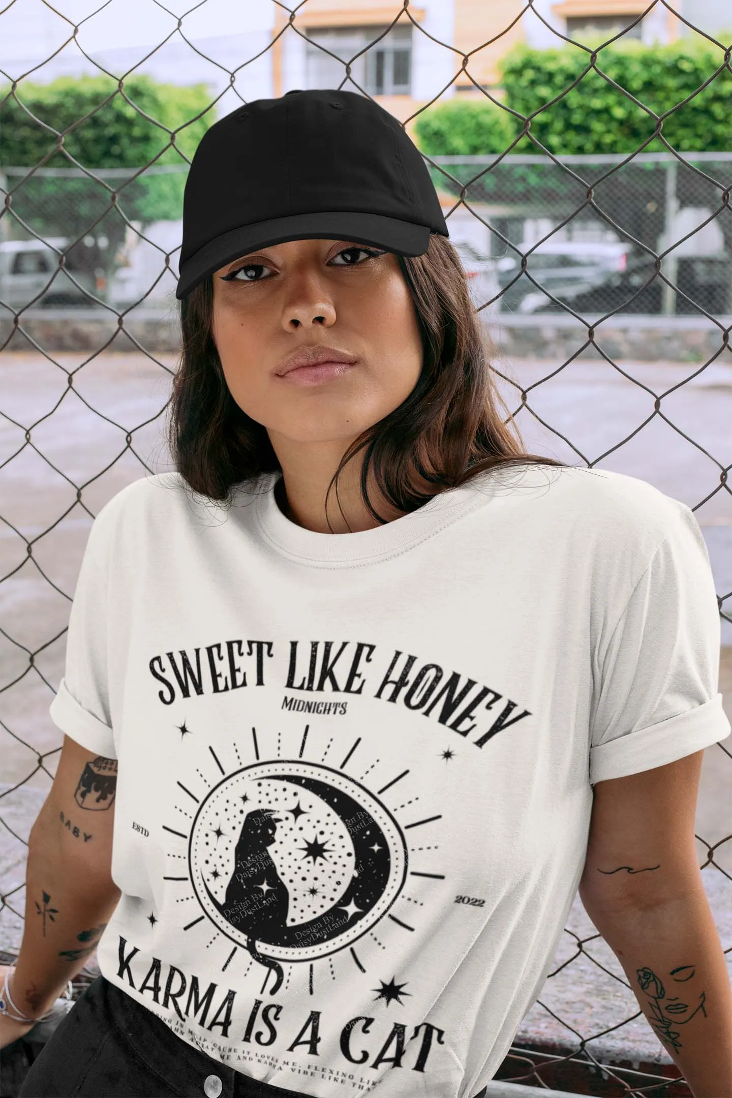 Karma Is a Cat Celestial Tee sold by DaisyDustLand