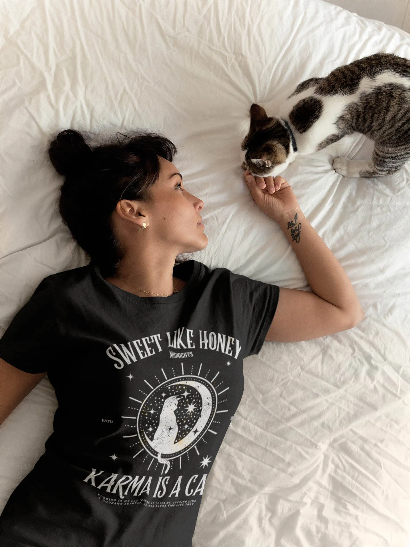 Karma Is a Cat Celestial Tee sold by DaisyDustLand product image thumbnail 2