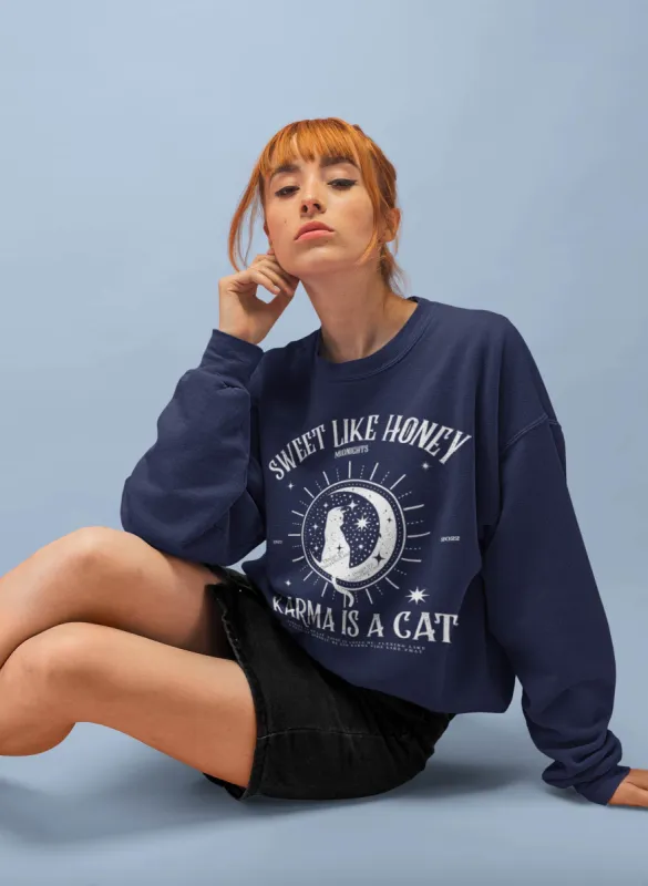 Karma Is a Cat Celestial Crewneck sold by DaisyDustLand