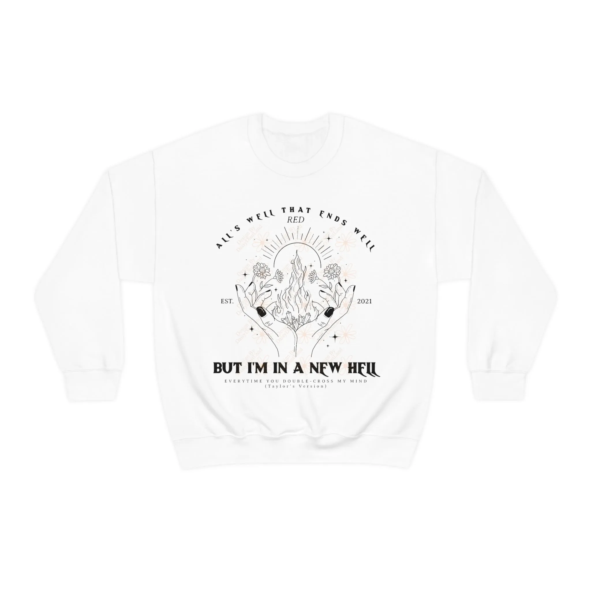 All Too Well Hands With Fire Graphic Crewneck sold by DaisyDustLand product image thumbnail 4