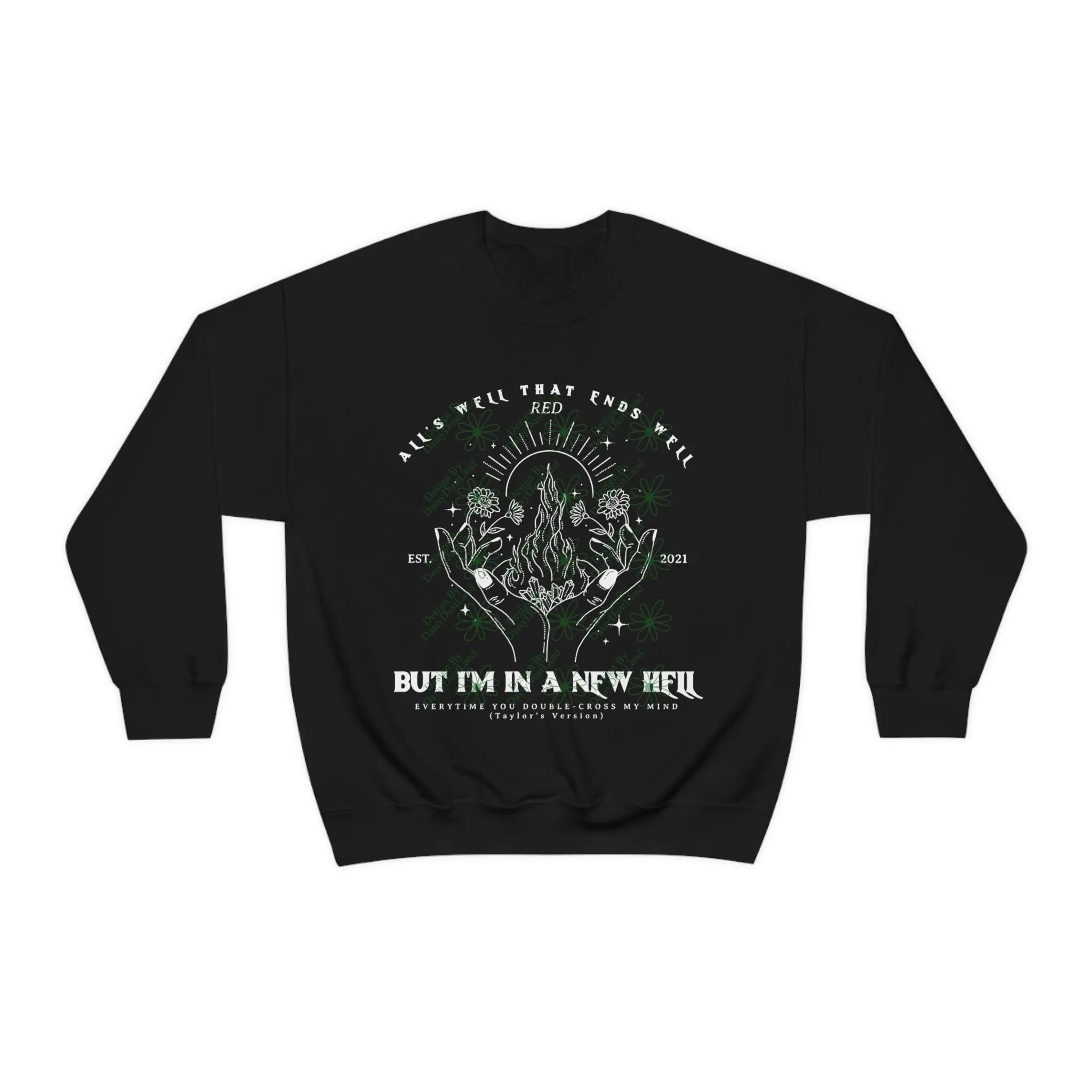 All Too Well Hands With Fire Graphic Crewneck sold by DaisyDustLand product image thumbnail 2
