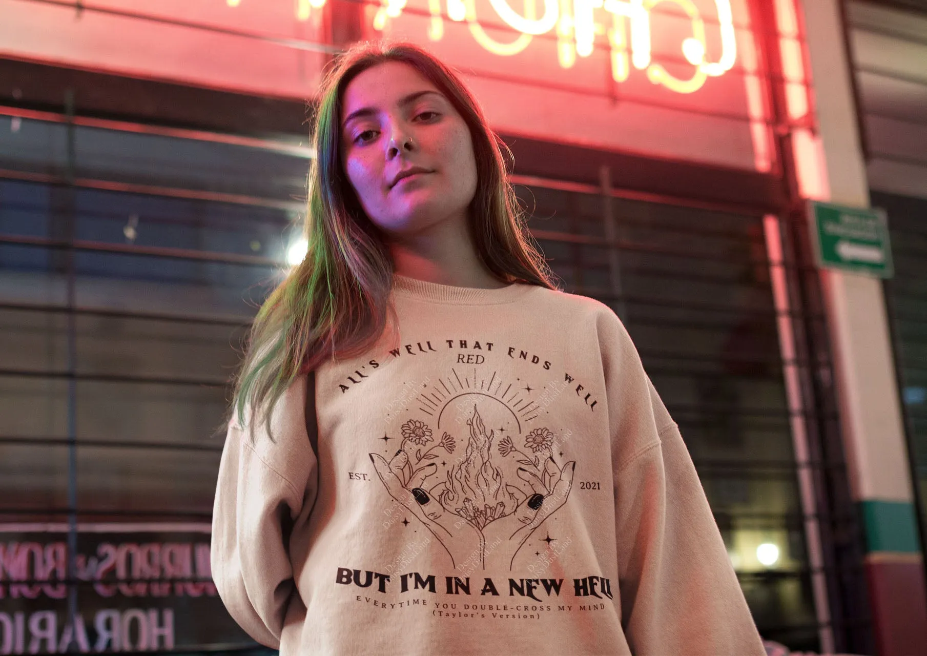 All Too Well Hands With Fire Graphic Crewneck sold by DaisyDustLand