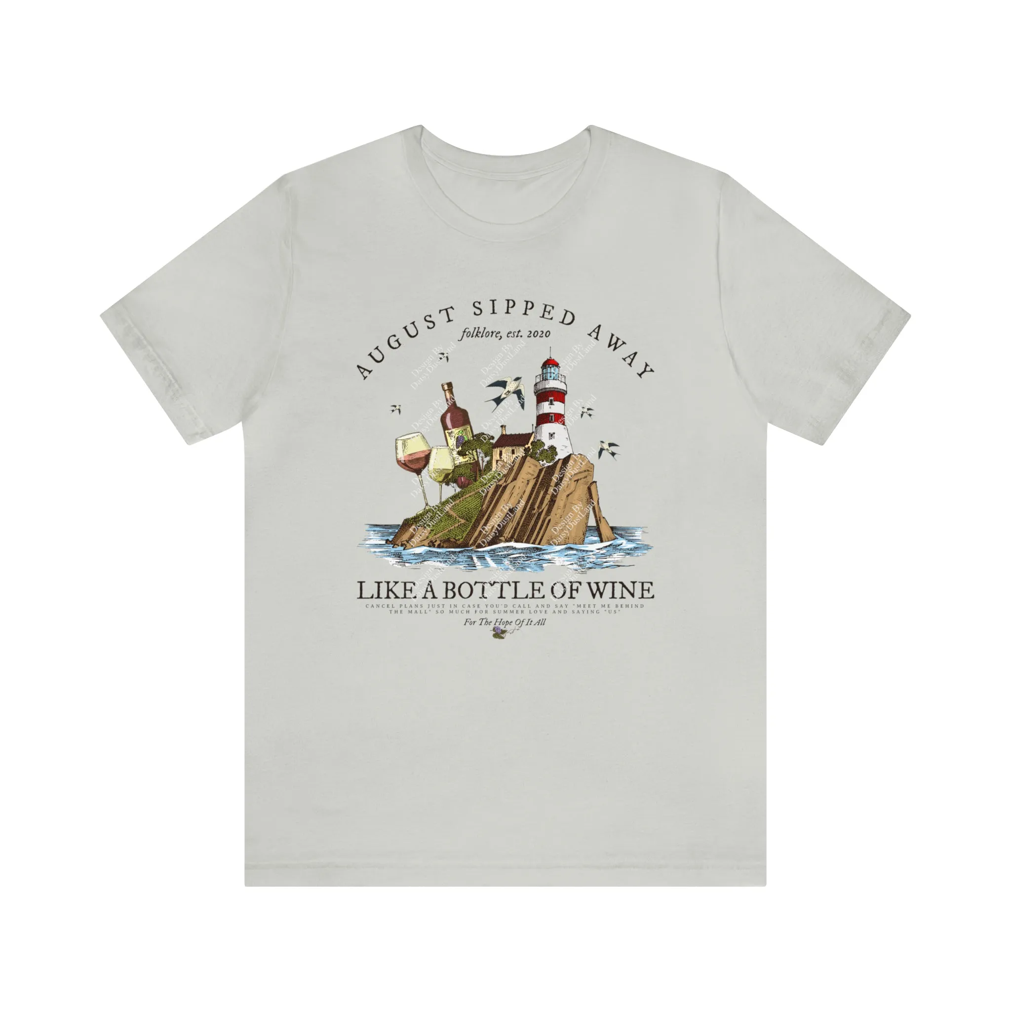 August Sipped Away Lighthouse and the Wine Set Vintage Graphic T-shirt sold by DaisyDustLand product image thumbnail 5