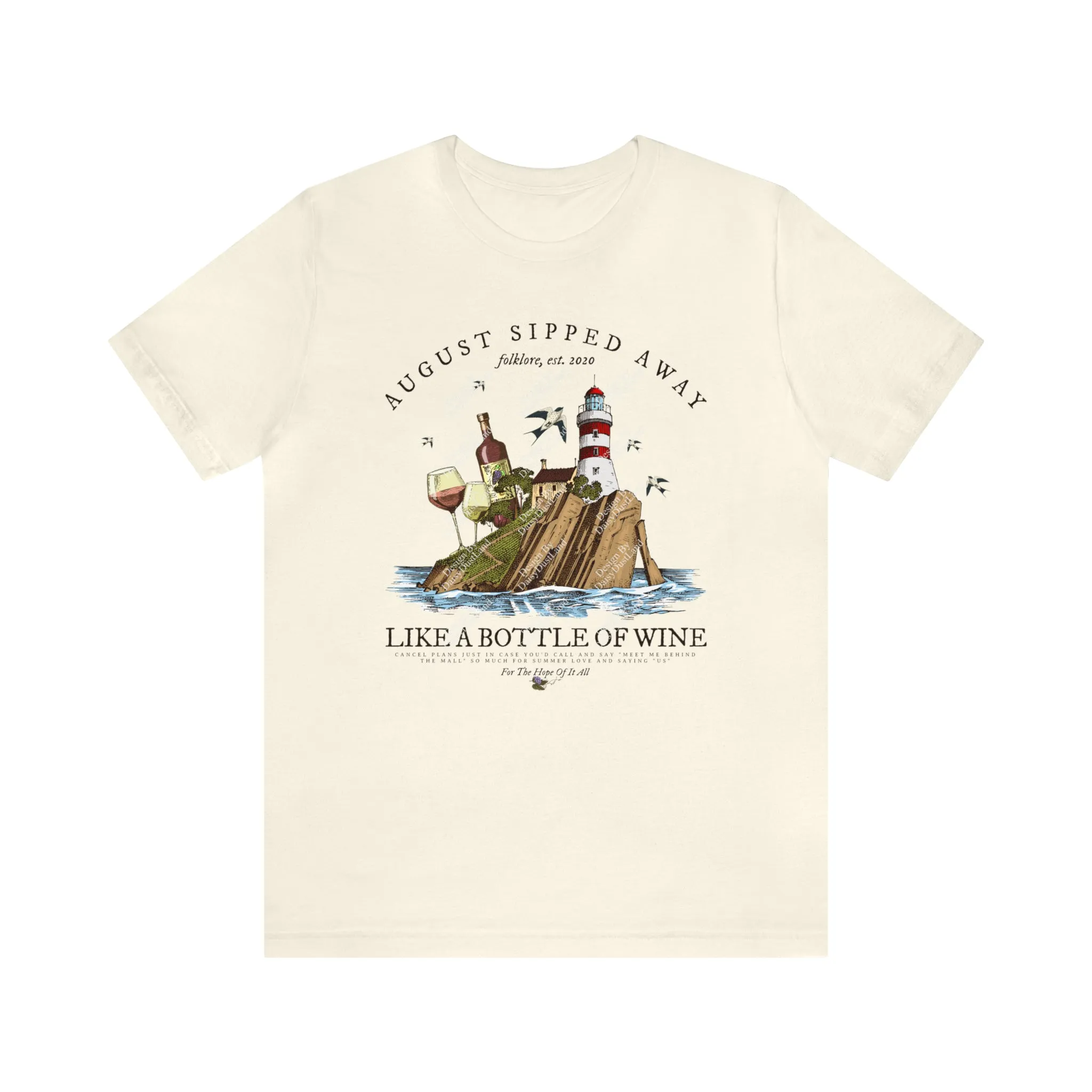 August Sipped Away Lighthouse and the Wine Set Vintage Graphic T-shirt sold by DaisyDustLand product image thumbnail 4