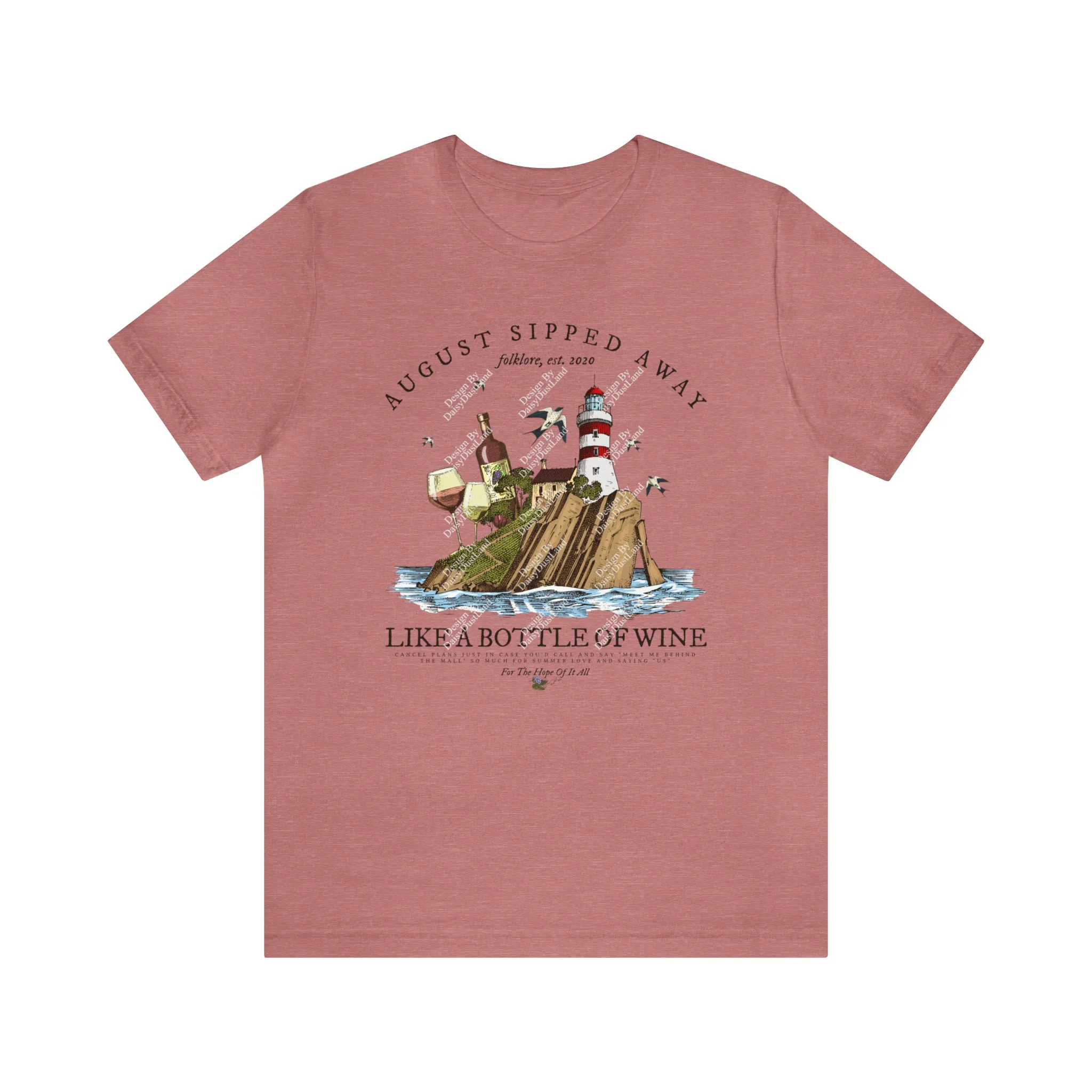 August Sipped Away Lighthouse and the Wine Set Vintage Graphic T-shirt sold by DaisyDustLand product image thumbnail 3