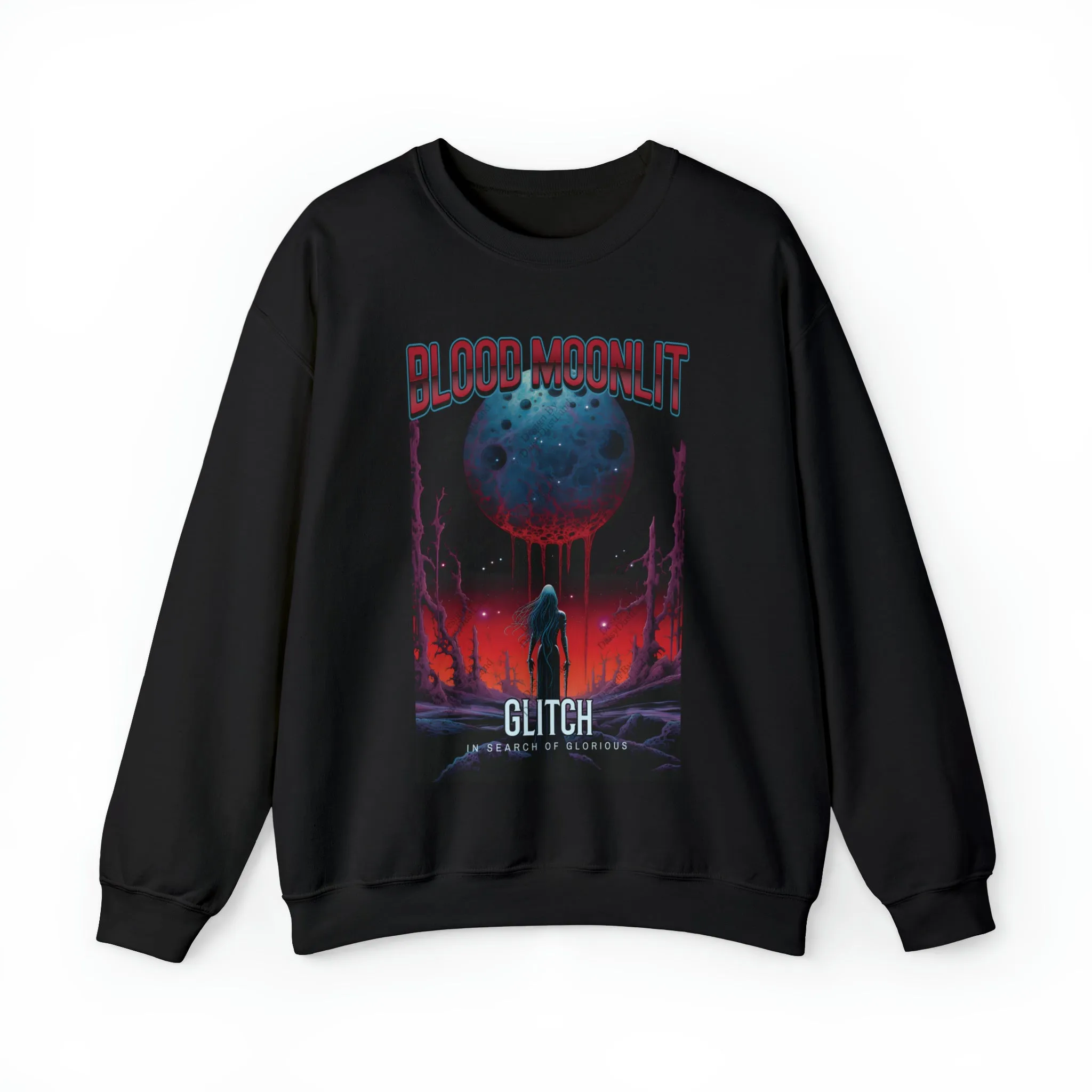 Glitch Blood Moonlit Vintage Movie Poster Sweatshirt sold by DaisyDustLand product image thumbnail 2