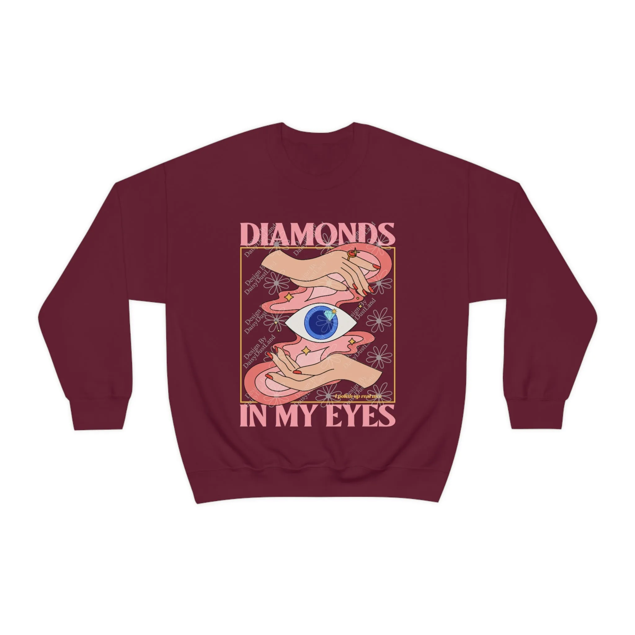 Diamonds In My Eyes Retro Graphic Crewneck No:2 sold by DaisyDustLand product image thumbnail 3