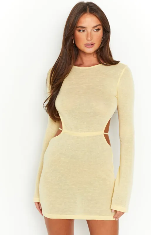 Dacota Yellow Backless Mini Dress sold by Beginning Boutique