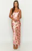 Renesmee Yellow Floral Print Satin Maxi Dress sold by Beginning Boutique