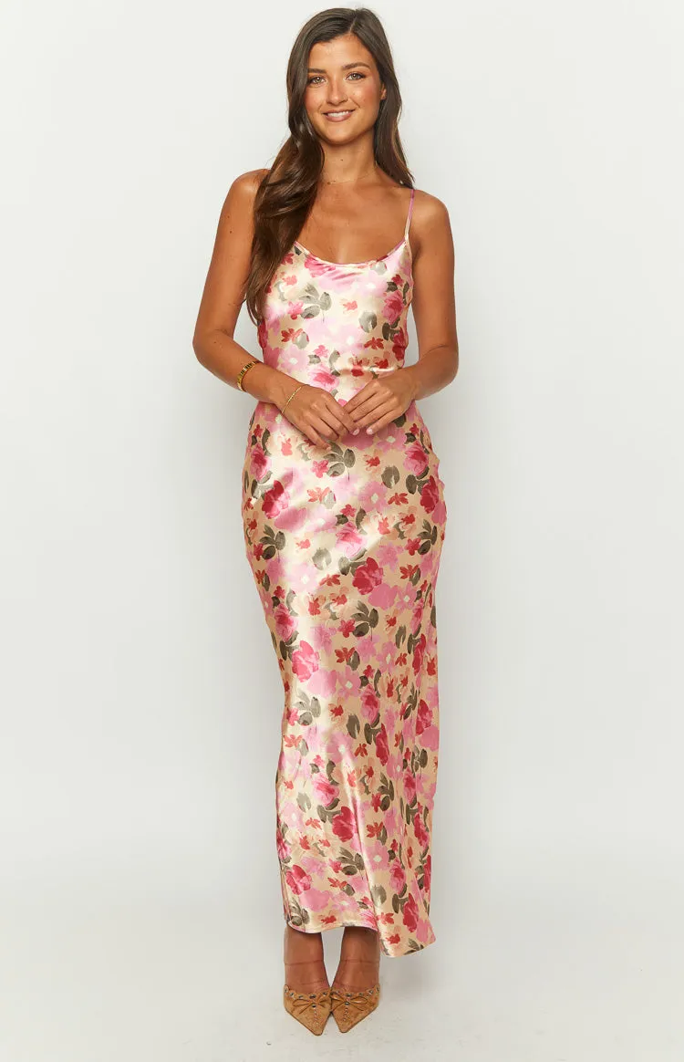 Renesmee Yellow Floral Print Satin Maxi Dress sold by Beginning Boutique product image thumbnail 2