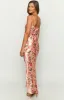 Renesmee Yellow Floral Print Satin Maxi Dress sold by Beginning Boutique
