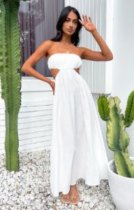 Bea White Midi Dress sold by Beginning Boutique
