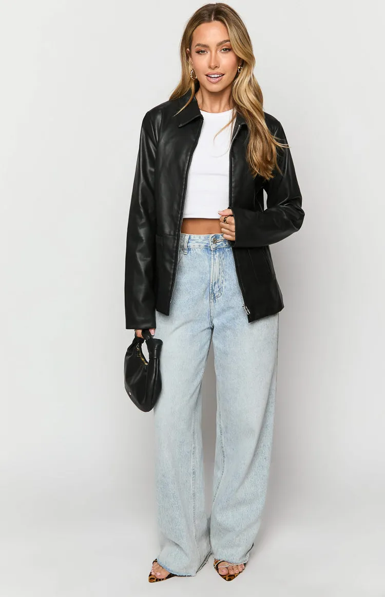 Tiah Black PU Jacket sold by Beginning Boutique product image thumbnail 3