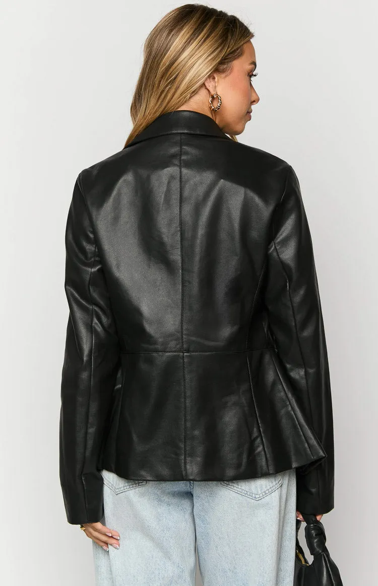 Tiah Black PU Jacket sold by Beginning Boutique product image thumbnail 5