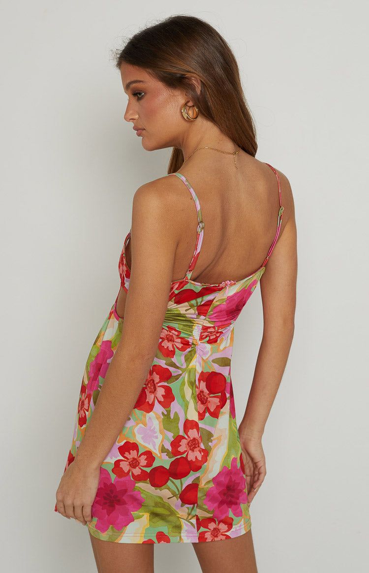 Jenna Pink Floral Cut Out Mini Dress sold by Beginning Boutique product image thumbnail 5
